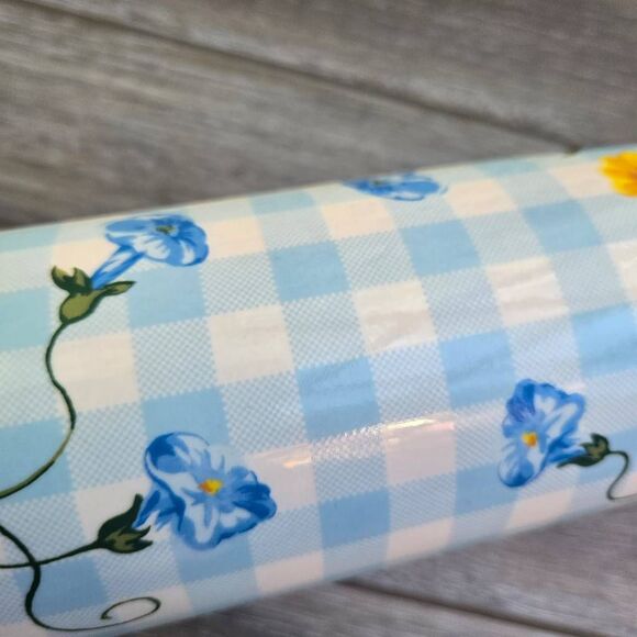 The Pioneer Woman Sweet Rose Ceramic Rolling Pin blue white check w/ floral rare - Picture 12 of 12
